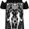 Restyle T-Shirts Black Gothic Sorceress Coven Cold Shoulder T-shirt