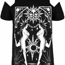 Restyle T-Shirts Black Gothic Sorceress Coven Cold Shoulder T-shirt