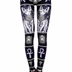 Restyle Black Gothic Sphynx Cats Bastet Occult Leggings