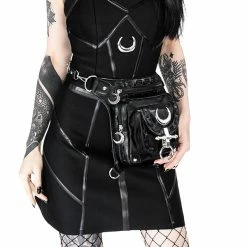 Restyle Bags & Backpacks Black Gothic Utility Belt Hip Bag With Pockets Moon Bag -Restyle sale Shop black gothic utility belt hip bag with pockets moon bag restyle rebelsmarket 2