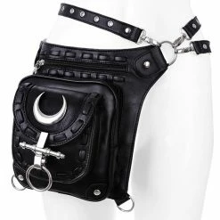 Restyle Bags & Backpacks Black Gothic Utility Belt Hip Bag With Pockets Moon Bag -Restyle sale Shop black gothic utility belt hip bag with pockets moon bag restyle rebelsmarket 3