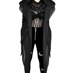 Restyle Black Gothic Zip-Up Moon Pattern Velvet Leggings -Restyle sale Shop black gothic zip up moon pattern velvet leggings rebelsmarket 5