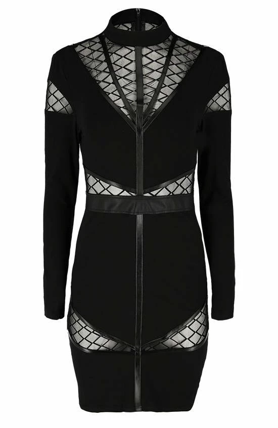 Restyle Dresses Black Gothic Zipper Pencil Dress With Panels 2 Restyle Dresses Black Gothic Zipper Pencil Dress With Panels - Image 2