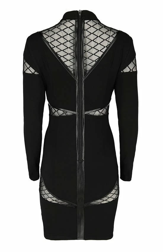 Restyle Dresses Black Gothic Zipper Pencil Dress With Panels 3 Restyle Dresses Black Gothic Zipper Pencil Dress With Panels - Image 3