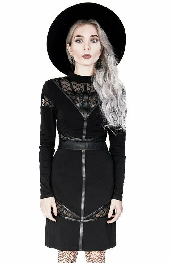 Restyle Dresses Black Gothic Zipper Pencil Dress With Panels 4 Restyle Dresses Black Gothic Zipper Pencil Dress With Panels - Image 4