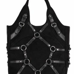 Restyle Purses & Handbags Black Harness Arm Big Tote Bag