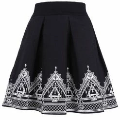 Restyle Skirts Black Henna Pattern Gothic Symbol Moon Pleated Mini Skirt -Restyle sale Shop black henna pattern gothic symbol moon pleated mini skirt rebelsmarket 2