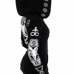 Restyle Jackets Black Oversized Hood Gothic Ram Skull Pentagram Zip-Up Jacket -Restyle sale Shop black oversized hood gothic ram skull pentagram zip up jacket rebelsmarket 2