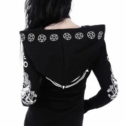 Restyle Jackets Black Oversized Hood Gothic Ram Skull Pentagram Zip-Up Jacket -Restyle sale Shop black oversized hood gothic ram skull pentagram zip up jacket rebelsmarket 4