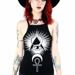 Restyle Standard Tops Black Third Eye Print Spaghetti Straps Top 9 Restyle Standard Tops Black Third Eye Print Spaghetti Straps Top -Restyle sale Shop black third eye print spaghetti straps top rebelsmarket 3