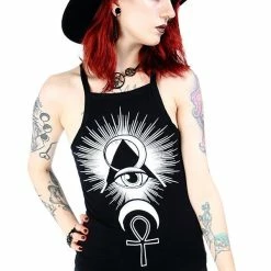 Restyle Standard Tops Black Third Eye Print Spaghetti Straps Top 10 Restyle Standard Tops Black Third Eye Print Spaghetti Straps Top -Restyle sale Shop black third eye print spaghetti straps top rebelsmarket 4