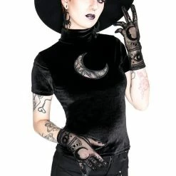 Restyle Standard Tops Black Velvet Crescent Mesh Top Moon Witch -Restyle sale Shop black velvet crescent mesh top moon witch rebelsmarket 2