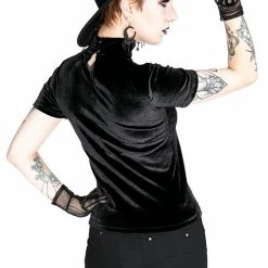 Restyle Standard Tops Black Velvet Crescent Mesh Top Moon Witch -Restyle sale Shop black velvet crescent mesh top moon witch rebelsmarket 3