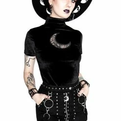 Restyle Standard Tops Black Velvet Crescent Mesh Top Moon Witch -Restyle sale Shop black velvet crescent mesh top moon witch rebelsmarket 4
