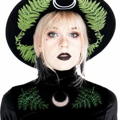 Restyle Standard Tops Black Velvet Forest Top With Embroidery Fern Velvet Top -Restyle sale Shop black velvet forest top with embroidery fern velvet top rebelsmarket 2