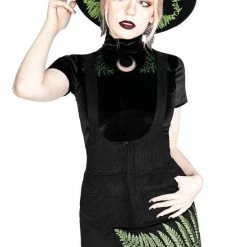 Restyle Standard Tops Black Velvet Forest Top With Embroidery Fern Velvet Top -Restyle sale Shop black velvet forest top with embroidery fern velvet top rebelsmarket 4