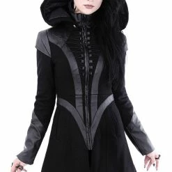 Restyle Coats Black Winter Jacket With Pockets Detachable Hood