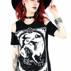 Restyle T-Shirts Black Witches Me In Ten Years Cold Shoulder T-shirt