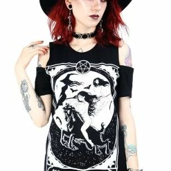 Restyle T-Shirts Black Witches Me In Ten Years Cold Shoulder T-shirt 10 Restyle T-Shirts Black Witches Me In Ten Years Cold Shoulder T-shirt -Restyle sale Shop black witches me in ten years cold shoulder t shirt rebelsmarket 4