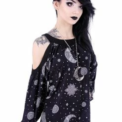 Restyle Standard Tops Crescent Moon Hippie Oversized Black Gothic Cold Shoulder Top 6 Restyle Standard Tops Crescent Moon Hippie Oversized Black Gothic Cold Shoulder Top -Restyle sale Shop crescent moon hippie oversized black gothic cold shoulder top rebelsmarket 2