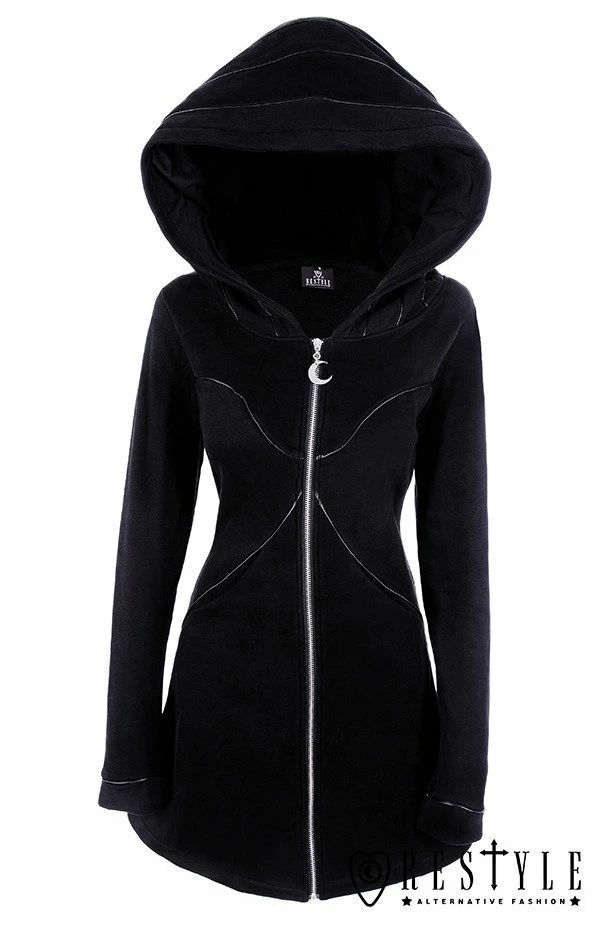 Restyle Jackets Faux Leather Trimming Black Gothic Oversized Layered Hood Long Jacket 5 Restyle Jackets Faux Leather Trimming Black Gothic Oversized Layered Hood Long Jacket - Image 5