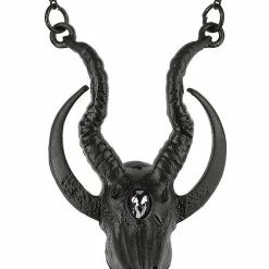 Restyle Necklaces Gothic 3D Black Crescent Skull Goat Pendant