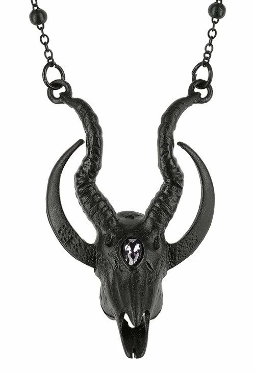 Restyle Necklaces Gothic 3D Black Crescent Skull Goat Pendant 1 Restyle Necklaces Gothic 3D Black Crescent Skull Goat Pendant