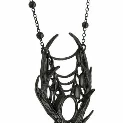 Restyle Necklaces Gothic 3D Moon Antler Black Pendant -Restyle sale Shop gothic 3d moon antler black pendant rebelsmarket 3