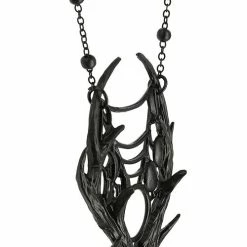 Restyle Necklaces Gothic 3D Moon Antler Black Pendant -Restyle sale Shop gothic 3d moon antler black pendant rebelsmarket 4