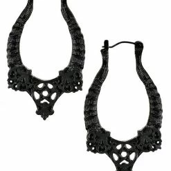 Restyle Gothic Black Horns Earrings