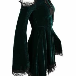 Restyle Dresses Gothic Bow Side Pockets Green Velvet Tunic Dress 6 Restyle Dresses Gothic Bow Side Pockets Green Velvet Tunic Dress -Restyle sale Shop gothic bow side pockets green velvet tunic dress restyle rebelsmarket 2