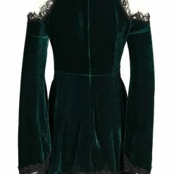 Restyle Dresses Gothic Bow Side Pockets Green Velvet Tunic Dress 7 Restyle Dresses Gothic Bow Side Pockets Green Velvet Tunic Dress -Restyle sale Shop gothic bow side pockets green velvet tunic dress restyle rebelsmarket 3