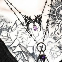 Restyle Necklaces Gothic Branch Delta Black Pendant With Opal -Restyle sale Shop gothic branch delta black pendant with opal rebelsmarket 2