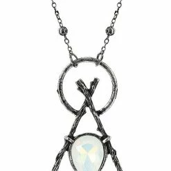 Restyle Necklaces Gothic Branch Delta Black Pendant With Opal -Restyle sale Shop gothic branch delta black pendant with opal rebelsmarket 4