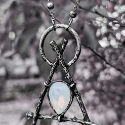 Restyle Necklaces Gothic Branch Delta Black Pendant With Opal -Restyle sale Shop gothic branch delta black pendant with opal rebelsmarket 5