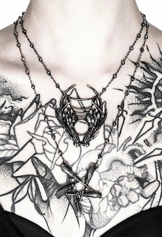 Restyle Necklaces Gothic Broom Pentagram Silver Pendant 2 Restyle Necklaces Gothic Broom Pentagram Silver Pendant - Image 2