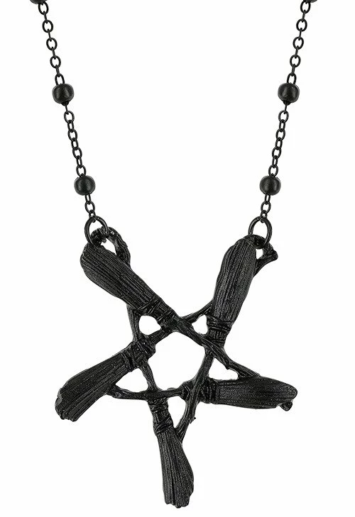 Restyle Necklaces Gothic Broom Pentagram Silver Pendant 4 Restyle Necklaces Gothic Broom Pentagram Silver Pendant - Image 4