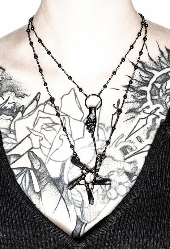 Restyle Necklaces Gothic Broom Pentagram Silver Pendant 5 Restyle Necklaces Gothic Broom Pentagram Silver Pendant - Image 5