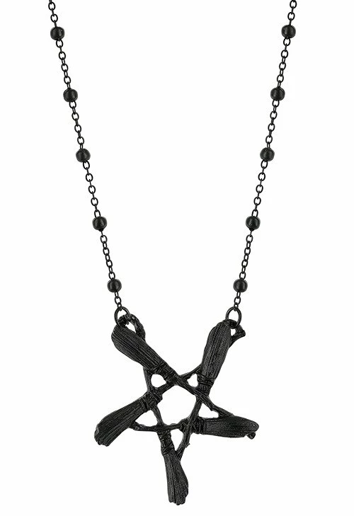 Restyle Necklaces Gothic Broom Pentagram Silver Pendant 6 Restyle Necklaces Gothic Broom Pentagram Silver Pendant - Image 6