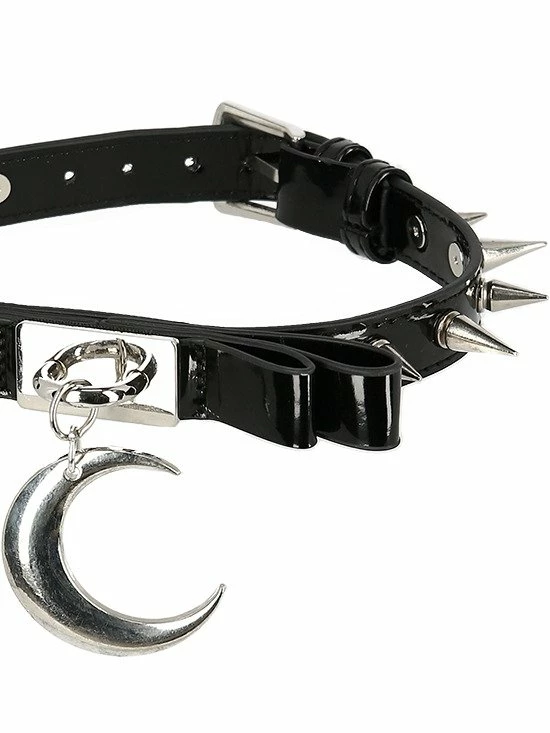 Restyle Ties & Neckwear Gothic Choker Bow Moon Collar With Studded Spikes 2 Restyle Ties & Neckwear Gothic Choker Bow Moon Collar With Studded Spikes - Image 2