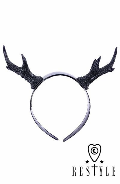 Restyle Hair Accessories Gothic Headpiece Black Antlers Deer Antlers Headband 2 Restyle Hair Accessories Gothic Headpiece Black Antlers Deer Antlers Headband - Image 2