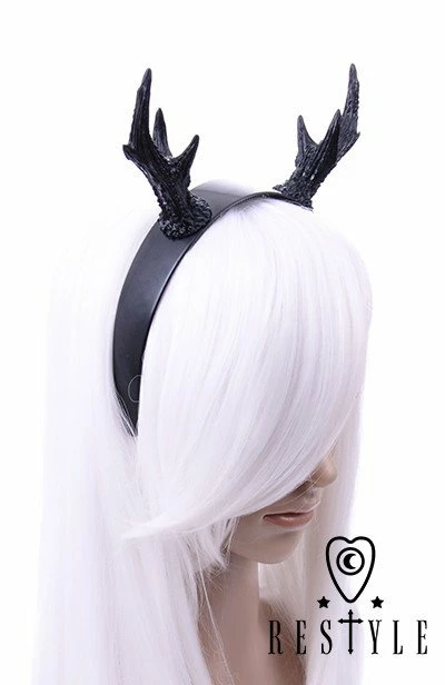 Restyle Hair Accessories Gothic Headpiece Black Antlers Deer Antlers Headband 4 Restyle Hair Accessories Gothic Headpiece Black Antlers Deer Antlers Headband - Image 4