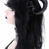 Restyle Hair Accessories Gothic Headpiece Satan Horns Sinister & Roses Headband