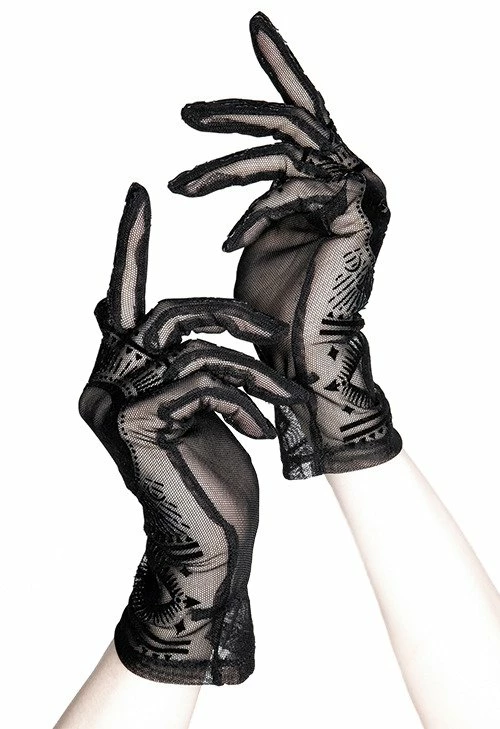 Restyle Gothic Mesh Gloves Moon Pattern Zodiac Signs Fortune Teller Gloves 6 Restyle Gothic Mesh Gloves Moon Pattern Zodiac Signs Fortune Teller Gloves - Image 6
