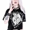Restyle T-Shirts Gothic Oh Lucifer Occult Cropped Black T-shirt
