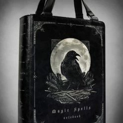 Restyle Purses & Handbags Gothic Raven Moon Magic Spells Black Book Handbag