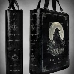 Restyle Purses & Handbags Gothic Raven Moon Magic Spells Black Book Handbag -Restyle sale Shop gothic raven moon magic spells black book handbag rebelsmarket 3