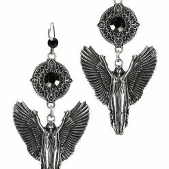 Restyle Gothic Silver Angel English Hoops Earrings