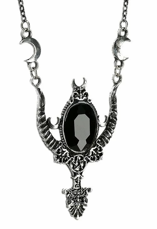 Restyle Earrings Gothic Silver Horns Mystica Necklace 2 Restyle Earrings Gothic Silver Horns Mystica Necklace - Image 2