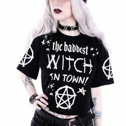 Restyle T-Shirts Gothic The Baddest Witch In Town Crop T-shirt -Restyle sale Shop gothic the baddest witch in town crop t shirt rebelsmarket 3
